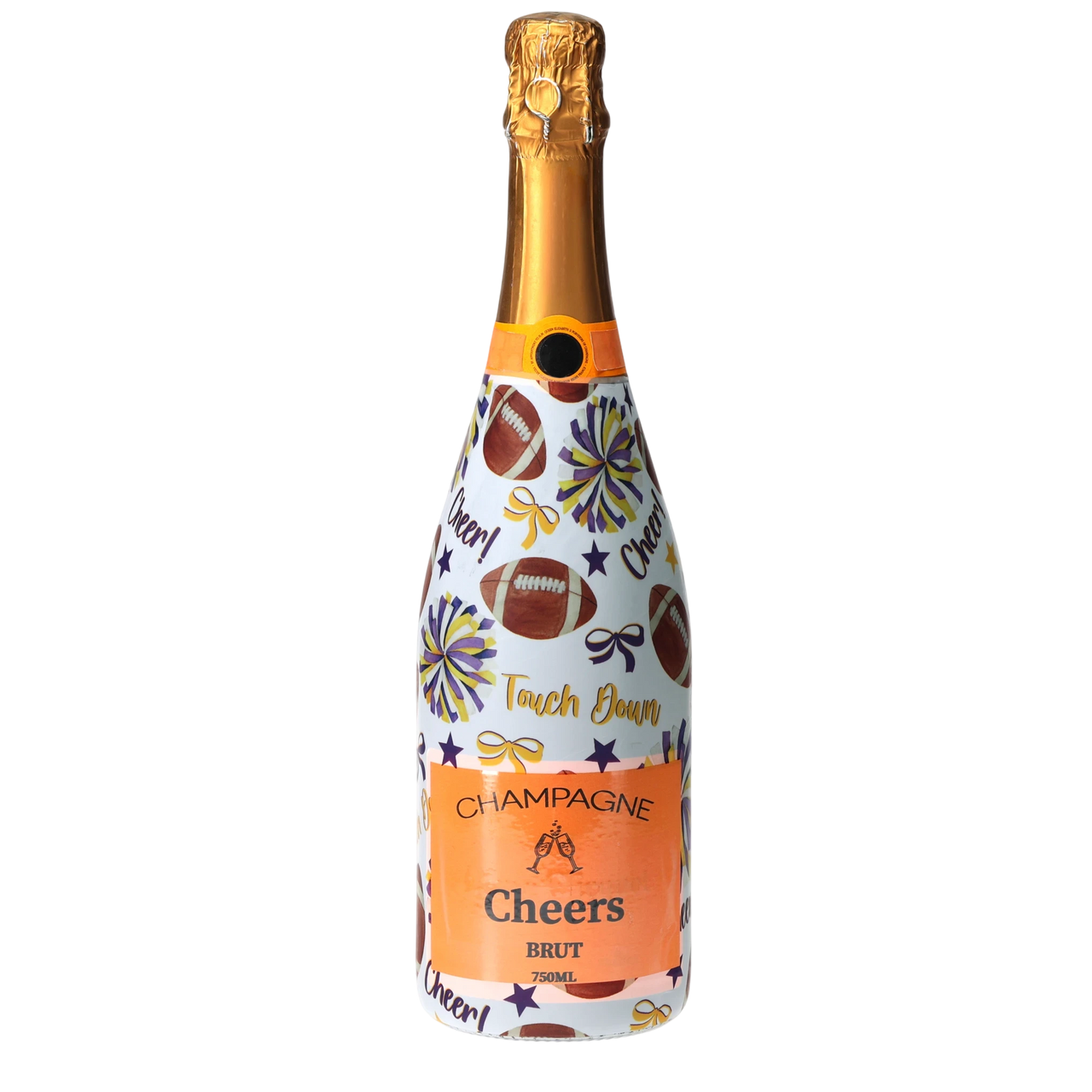 Purple & Yellow Game Day Champagne Bottle Wrap bottle wrap on a Veuve Clicquot champagne bottle