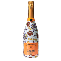 Thumbnail for Purple & Yellow Game Day Champagne Bottle Wrap bottle wrap on a Veuve Clicquot champagne bottle
