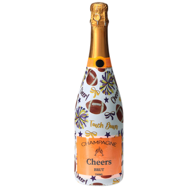 Purple & Yellow Game Day Champagne Bottle Wrap bottle wrap on a Veuve Clicquot champagne bottle