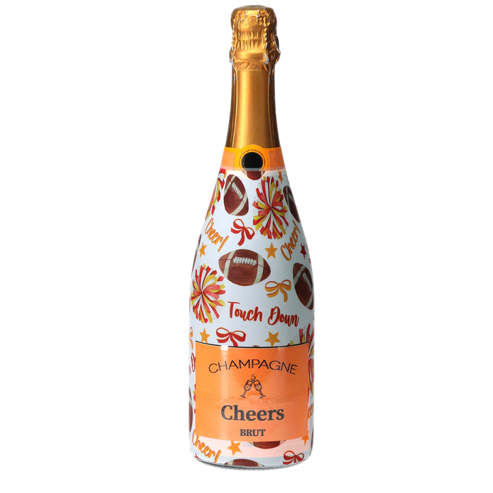 Red & Yellow Game Day Champagne Bottle Wrap — 360 view