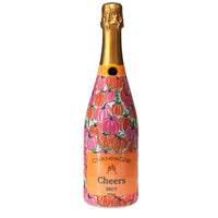 Thumbnail for Pink & Orange Pumpkins Champagne Bottle Wrap bottle wrap on a Veuve Clicquot champagne bottle