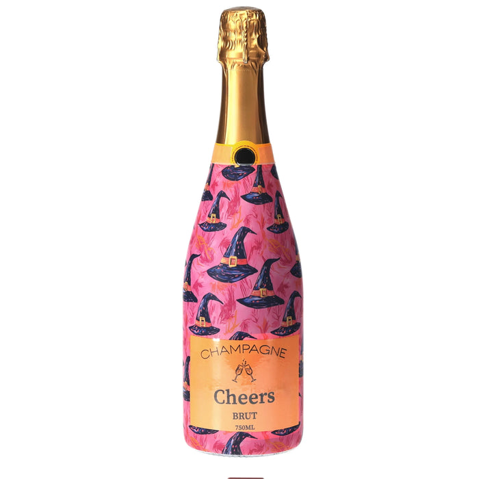 Preppy Halloween Witch Hats Champagne Bottle Wrap — 360 view