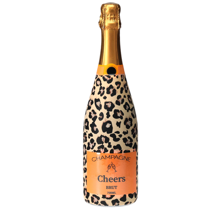 Tan Leopard Champagne Bottle Wrap — 360 view