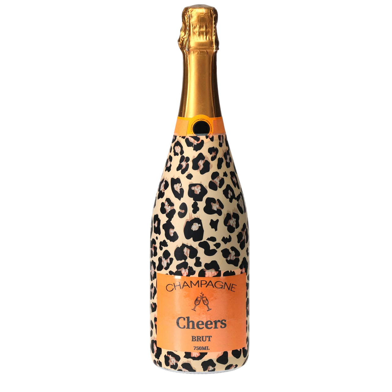 Tan Leopard Champagne Bottle Wrap bottle wrap on a Veuve Clicquot champagne bottle