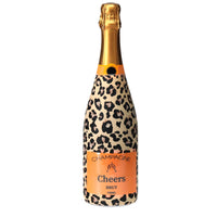 Thumbnail for Tan Leopard Champagne Bottle Wrap bottle wrap on a Veuve Clicquot champagne bottle