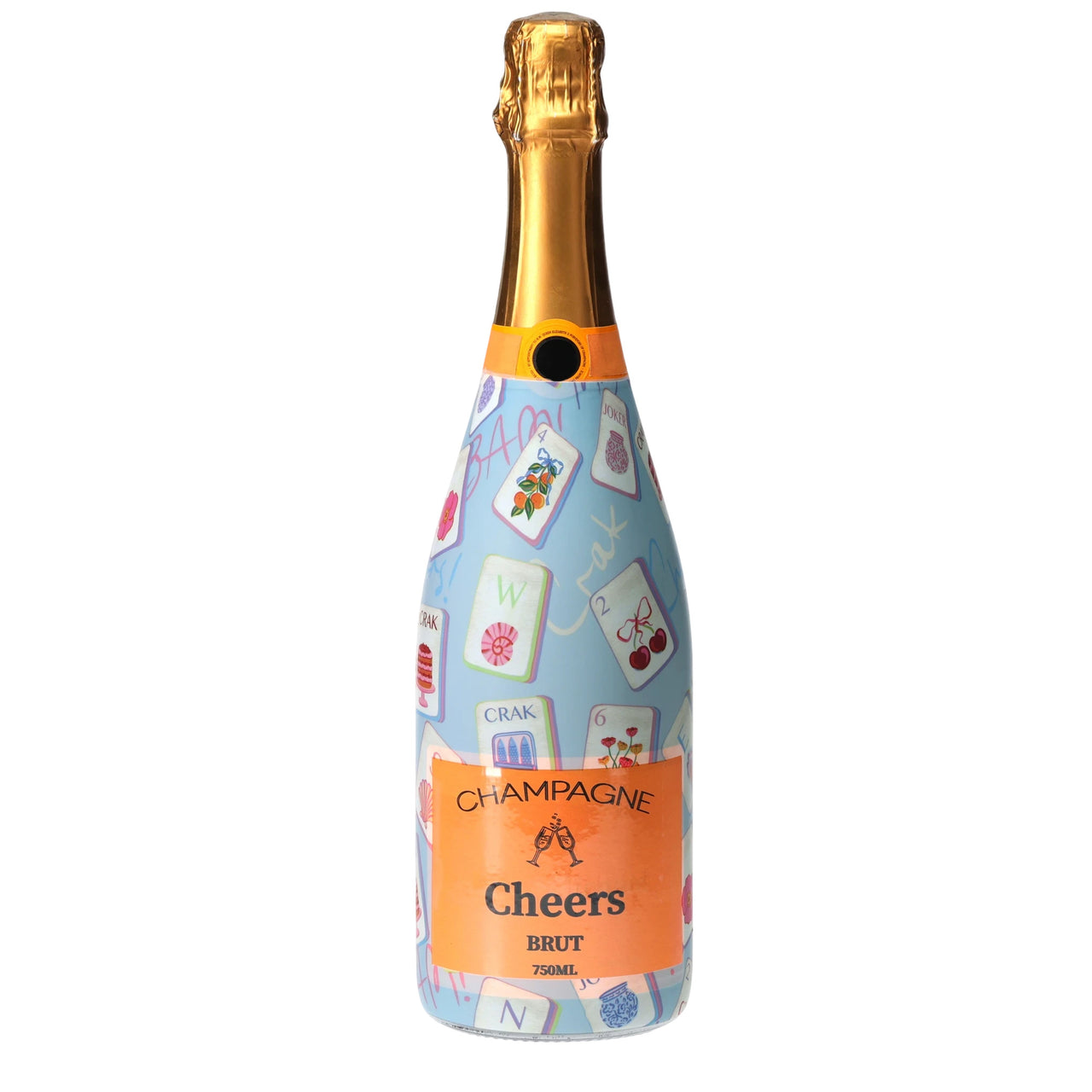 Pastel Blue Mahjong Champagne Bottle Wrap