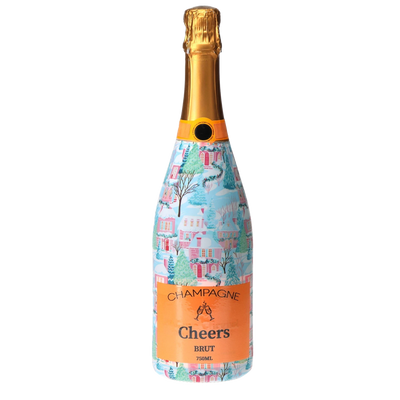 Home for the Holidays Champagne Bottle Wrap bottle wrap on a Veuve Clicquot champagne bottle