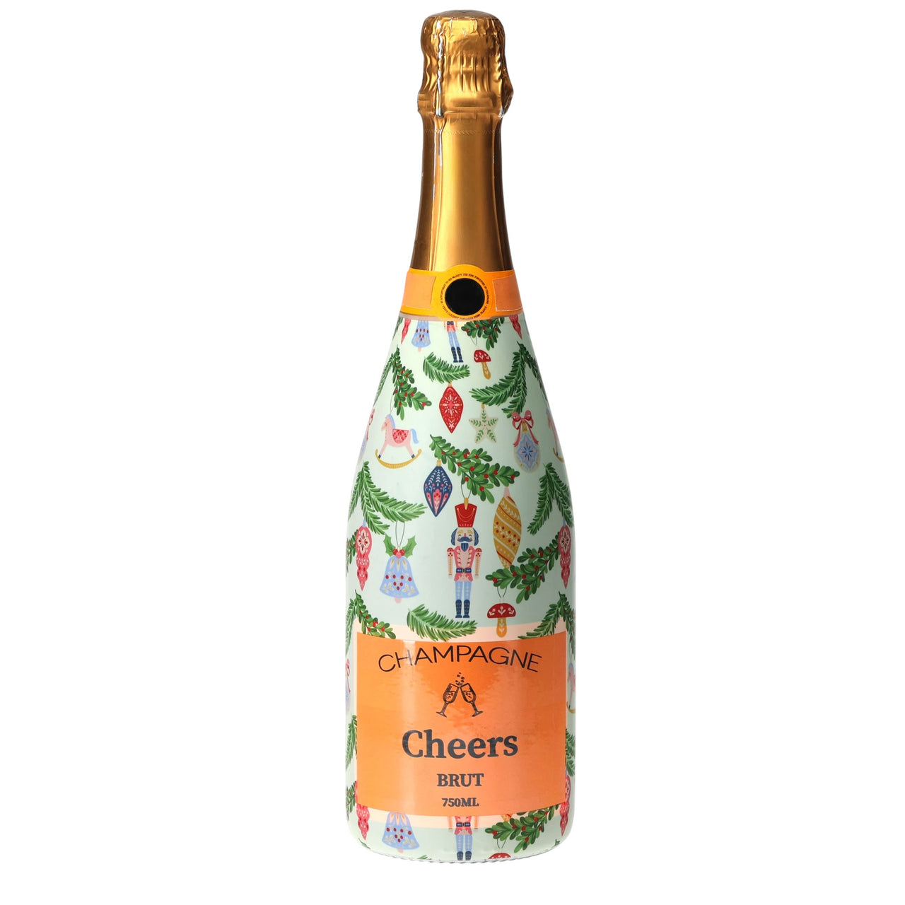 Merry Little Ornaments Champagne Bottle Wrap