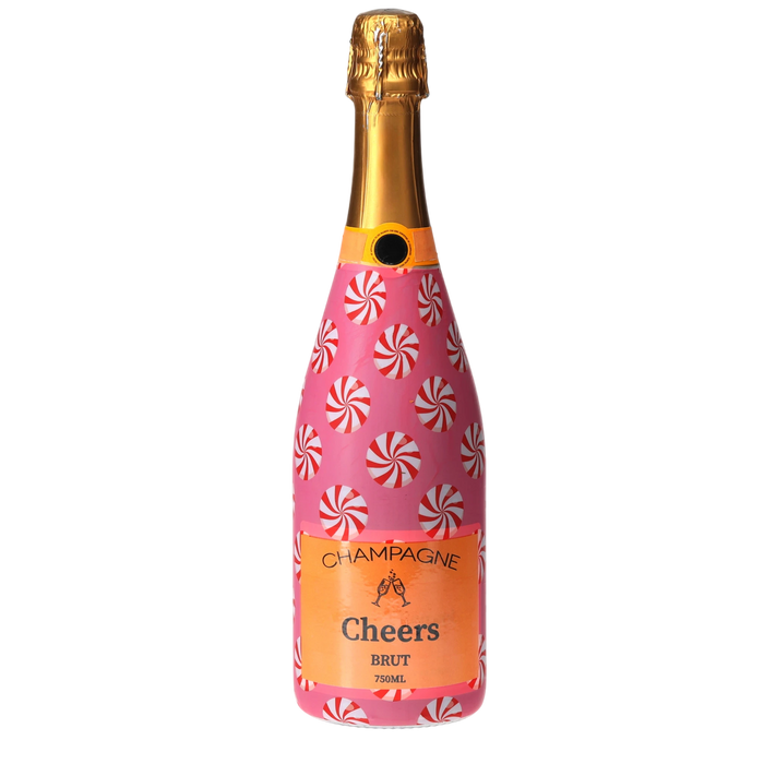 Peppermint Parade Champagne Bottle Wrap — 360 view