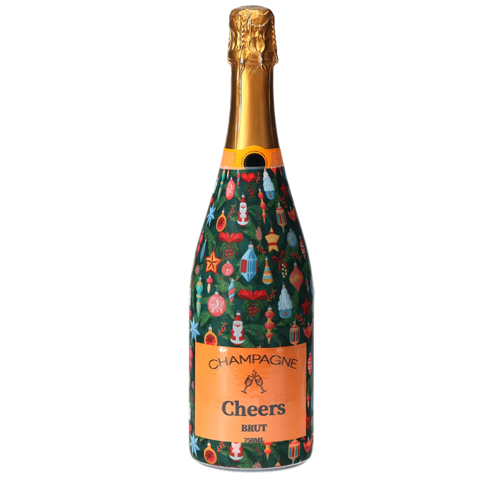 Ornament Wonderland Champagne Bottle Wrap — 360 view