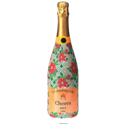 Poinsettia Trellis Champagne Bottle Wrap bottle wrap on a Veuve Clicquot champagne bottle