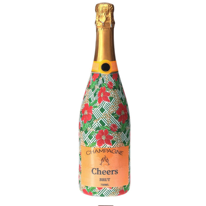 Poinsettia Trellis Champagne Bottle Wrap — 360 view