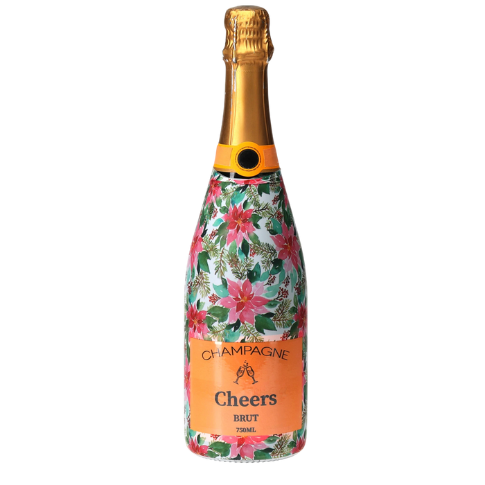 Holiday Bloom Champagne Bottle Wrap — 360 view