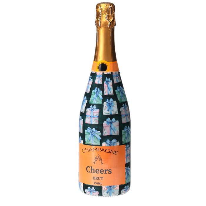 The Gift of Christmas Champagne Bottle Wrap — 360 view