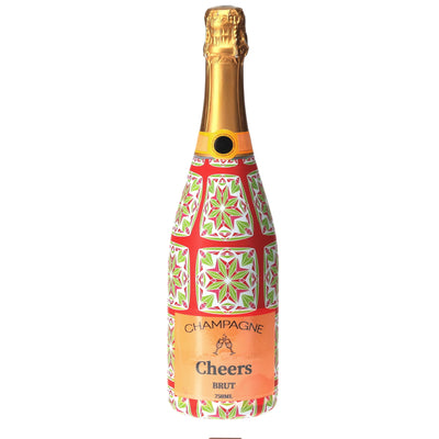 Holiday Kaleidoscope Champagne Bottle Wrap bottle wrap on a Veuve Clicquot champagne bottle