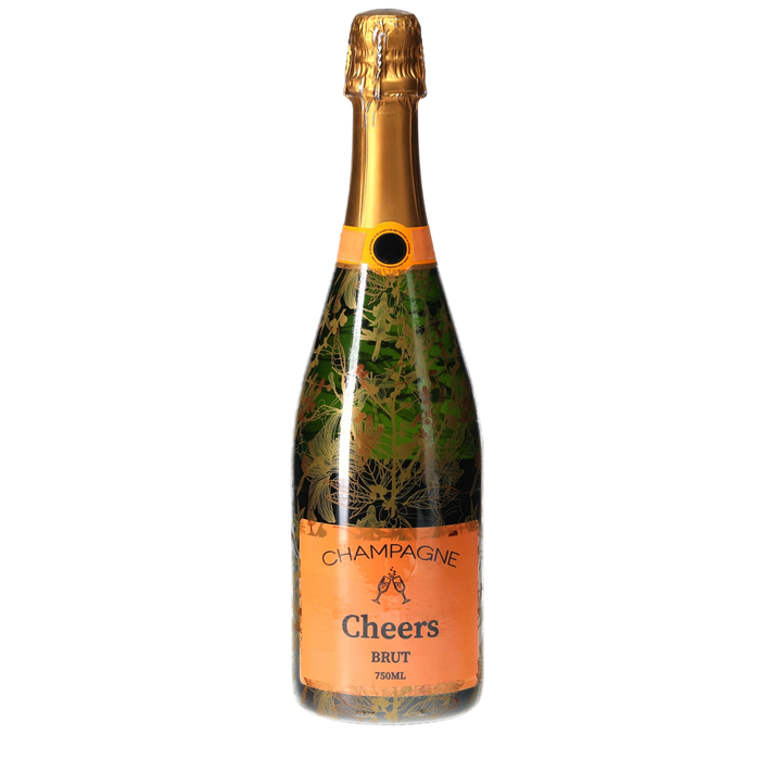 Clear Golden Botanical Champagne Bottle Wrap — 360 view