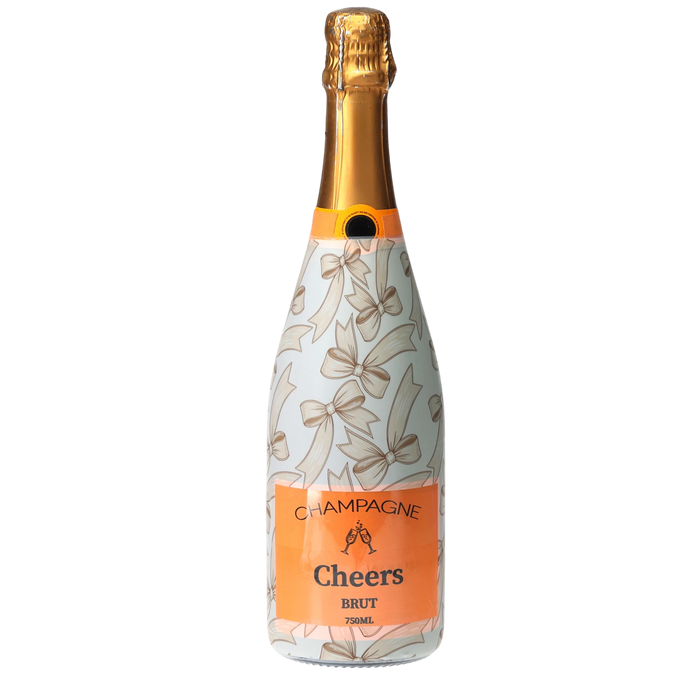 Beige Bows Champagne Bottle Wrap — 360 view