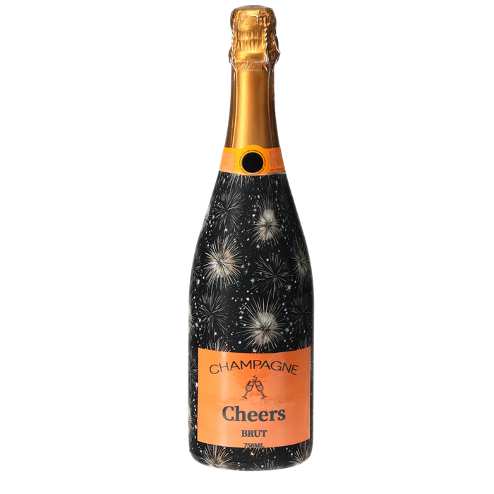 Gold Fireworks Champagne Bottle Wrap — 360 view