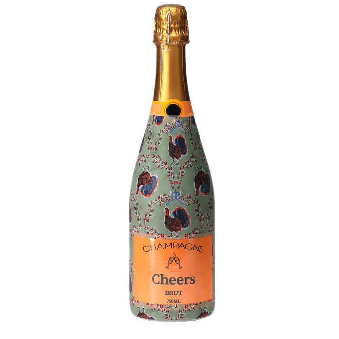 Autumn Turkey Trellis Champagne Bottle Wrap — 360 view