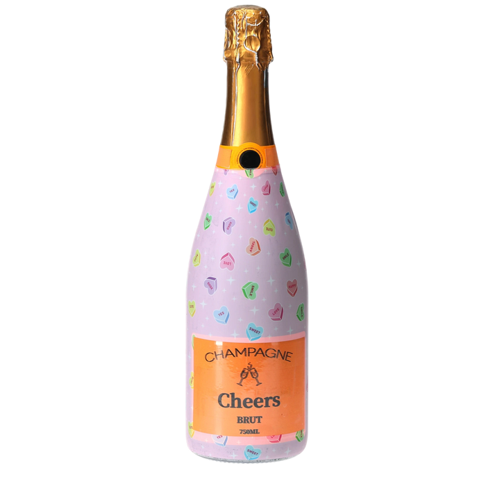 Limited Edition Conversation Hearts Champagne Bottle Wrap — 360 view