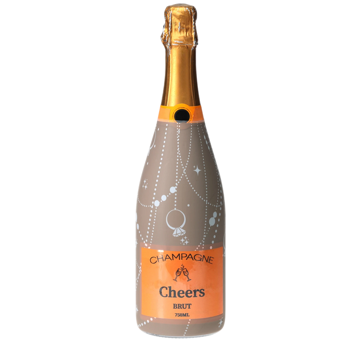 Taupe Pearls & Prosecco Champagne Bottle Wrap — 360 view