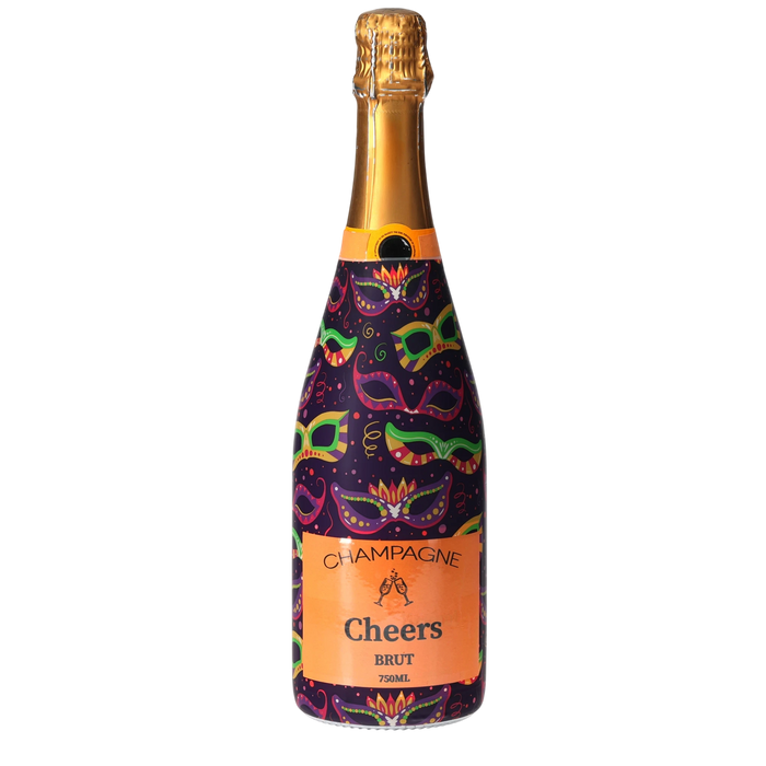 Limited Edition Mardi Masquerade Champagne Bottle Wrap — 360 view
