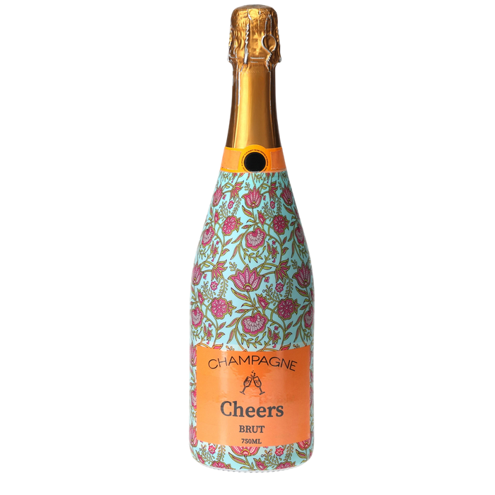 Pastel Spring Bloom Champagne Bottle Wrap — 360 view