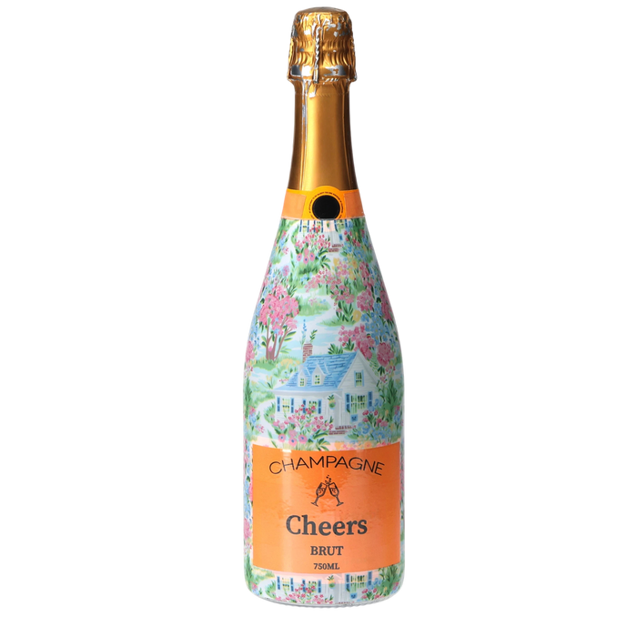 Hamptons Cottage Garden Champagne Bottle Wrap — 360 view