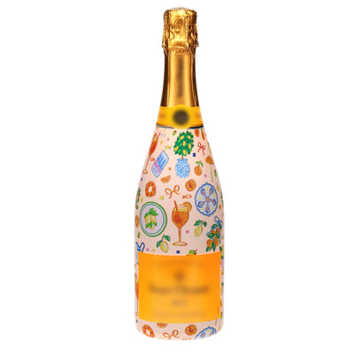 Citrus Spritz Champagne Bottle Wrap bottle wrap on a Veuve Clicquot champagne bottle