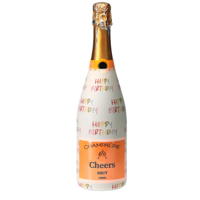 Birthday in Pastels Champagne Bottle Wrap — 360 view