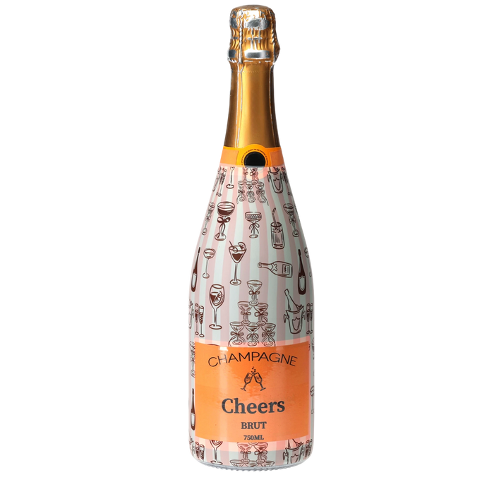 Toast & Bubbles Champagne Bottle Wrap — 360 view