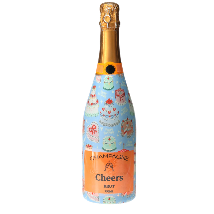 Birthday Patisserie Champagne Bottle Wrap — 360 view