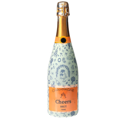 Blue Wedding Toile Champagne Bottle Wrap
