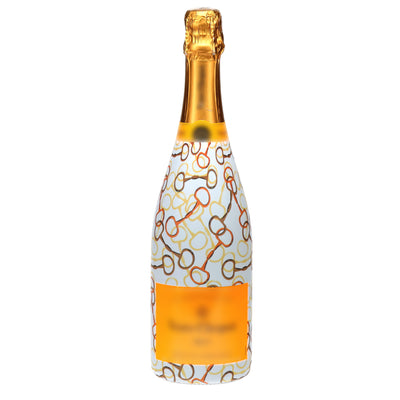 Equestrian Loops Champagne Bottle Wrap bottle wrap on a Veuve Clicquot champagne bottle
