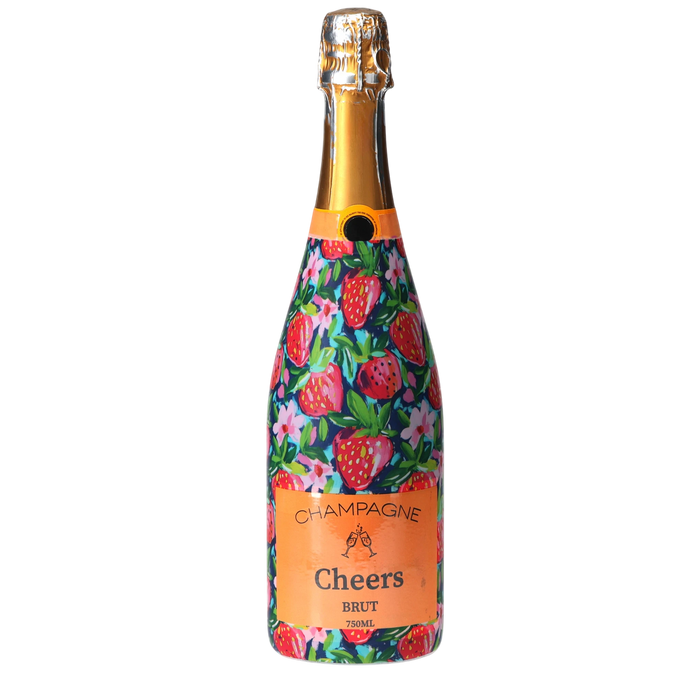 Strawberry Soiree Champagne Bottle Wrap — 360 view