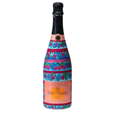 Summer Berry Harvest Champagne Bottle Wrap bottle wrap on a Veuve Clicquot champagne bottle