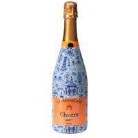 Thumbnail for Blue Chinoiserie Pagodas From Carrie Cantwell Champagne Bottle Wrap