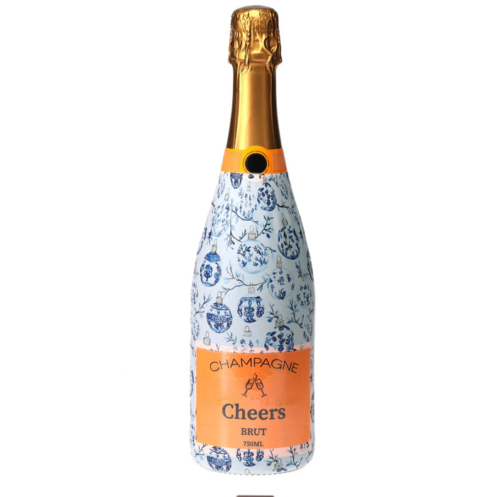 Limited Edition Blue Ornaments Champagne Bottle Wrap — 360 view
