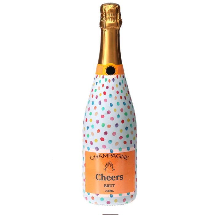 Colorful Dots Champagne Bottle Wrap — 360 view