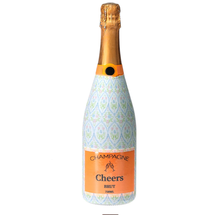 Wrap Grandmillienial Floral Medallion Champagne Bottle Wrap — 360 view