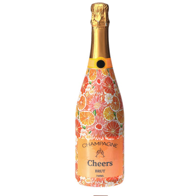 Preppy Watercolor Oranges Champagne Bottle Wrap