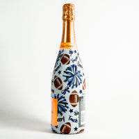 Thumbnail for Royal Blue and White Game Day Bottle Wrap on Champagne Bottle