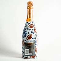 Thumbnail for Royal Blue and White Game Day Bottle Wrap on Champagne Bottle