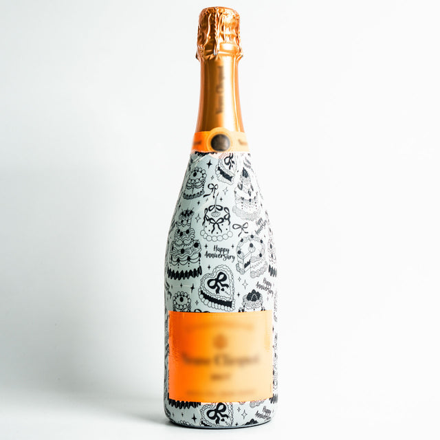 Black & White Anniversary Party Champagne Bottle Wrap
