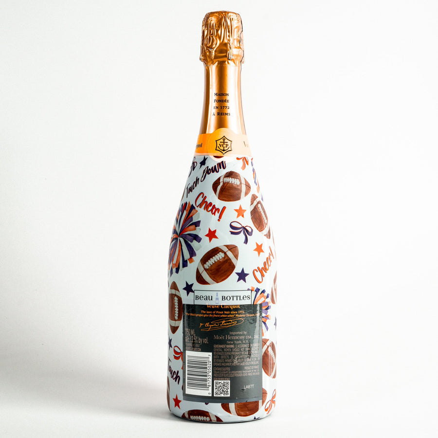 Orange and Purple Game Day Bottle Wrap on Champagne Bottle