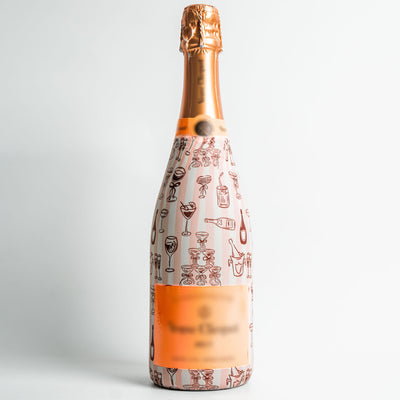 Toast & Bubbles Champagne Bottle Wrap bottle wrap on a Veuve Clicquot champagne bottle
