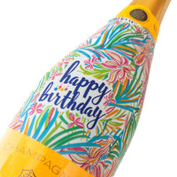 Thumbnail for Happy Birthday Floral Bottle Wrap on Champagne Bottle