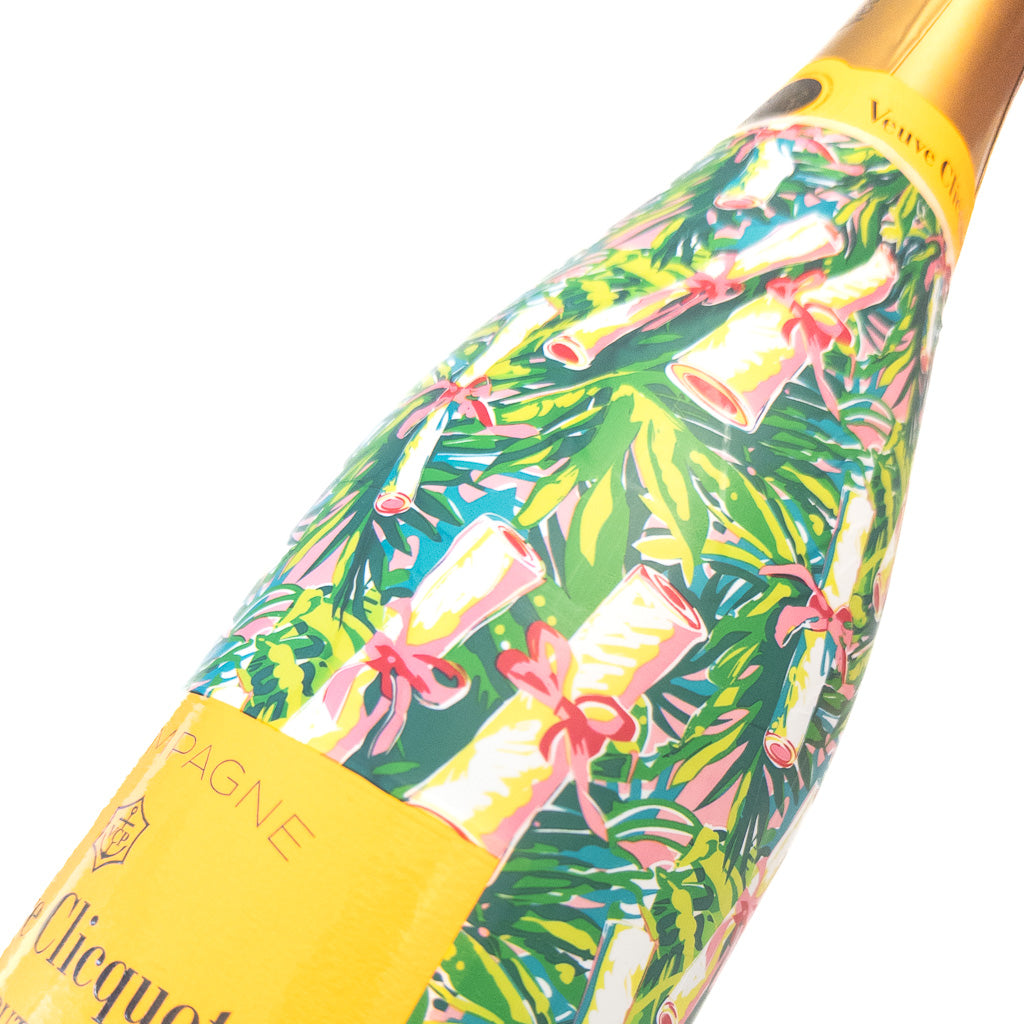 Preppy Diploma Bottle Wrap on Champagne Bottle