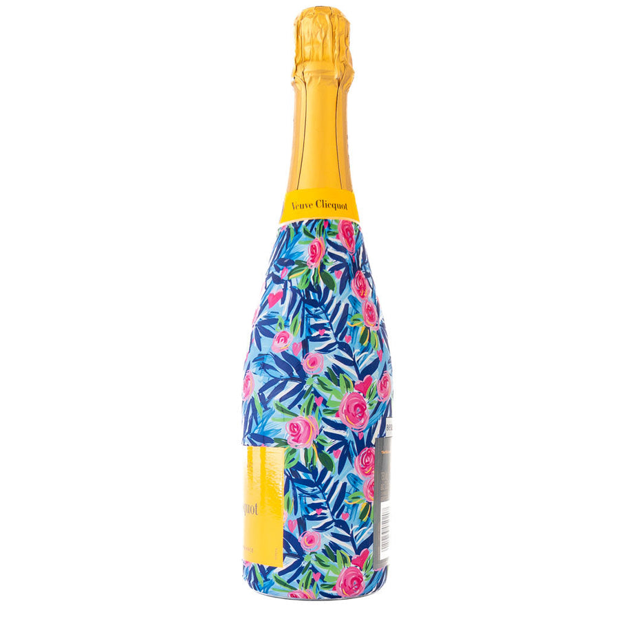 Preppy Roses with Love Bottle Wrap on Champagne Bottle