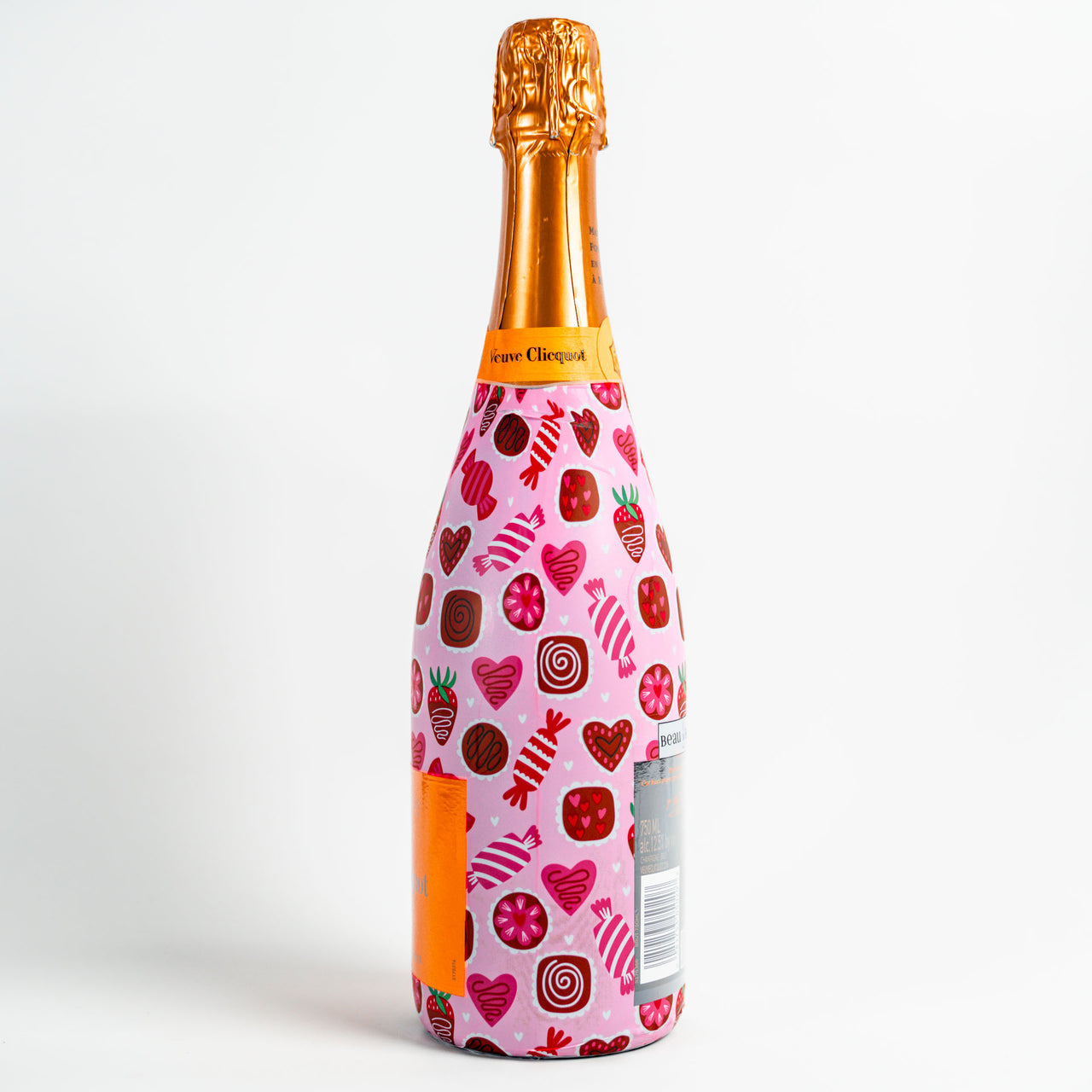 Limited Edition Amour Chocolat Bottle Wrap on Champagne Bottle